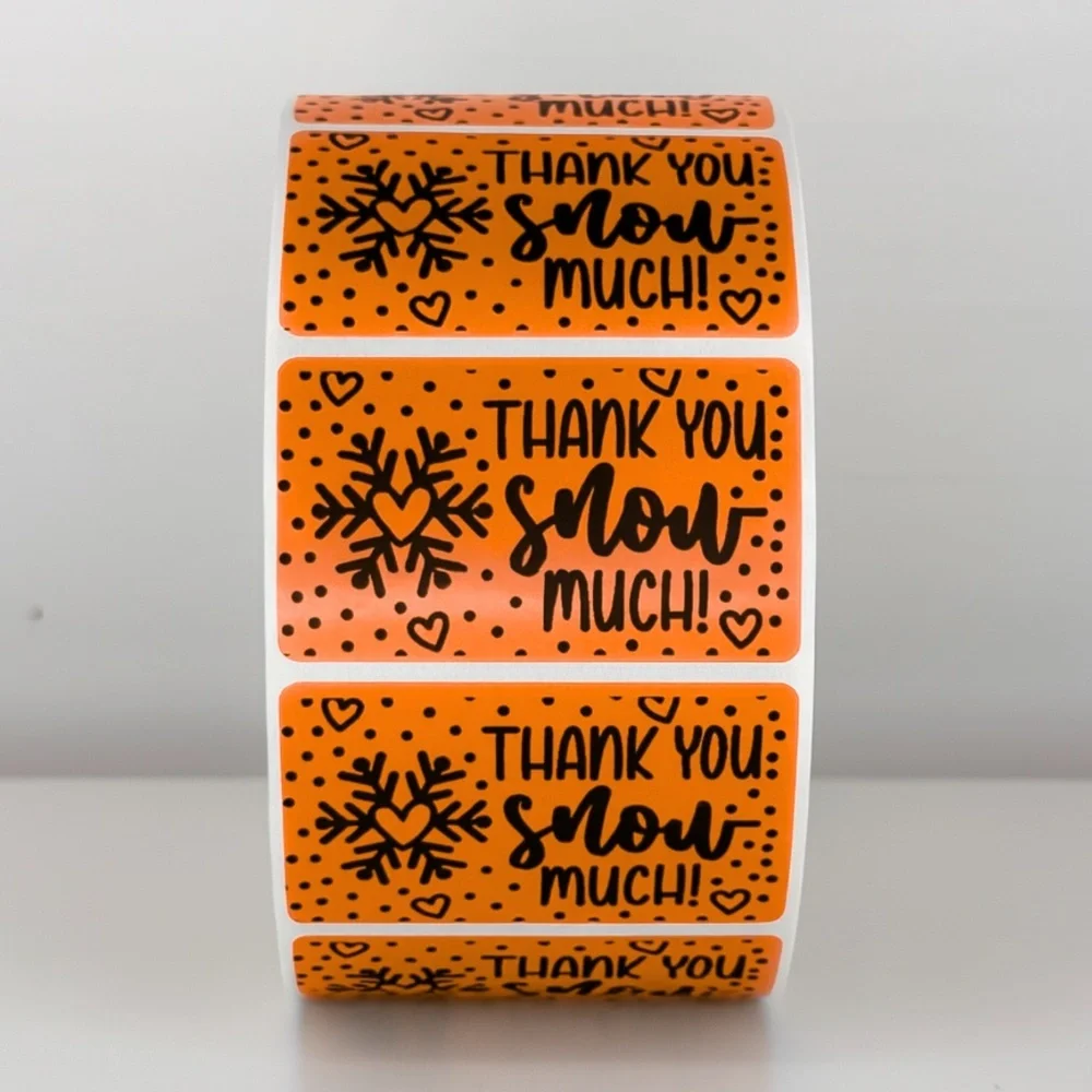 Thank You Snow Much Stickers | Winter Snowflake Labels | Holiday Packaging